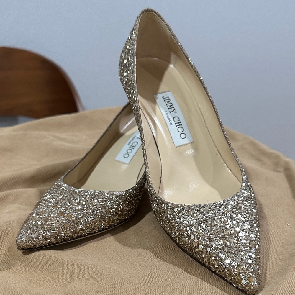 Jimmy Choo Agnes 45, size 36.5, color champagne - Picture 1 of 8